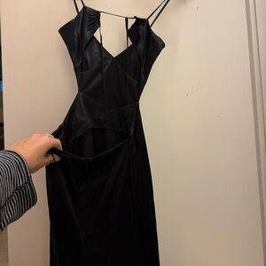 Elegant Black Satin Dress - Revolve